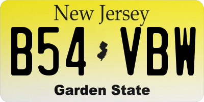 NJ license plate B54VBW