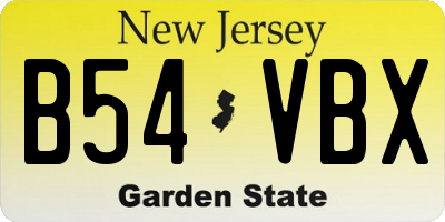 NJ license plate B54VBX