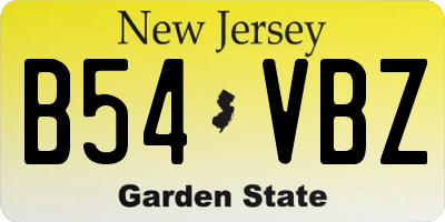 NJ license plate B54VBZ
