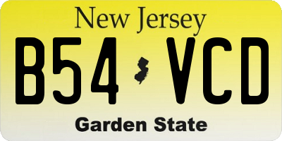 NJ license plate B54VCD