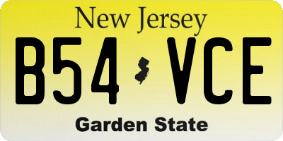 NJ license plate B54VCE