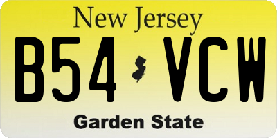 NJ license plate B54VCW