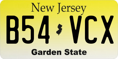 NJ license plate B54VCX