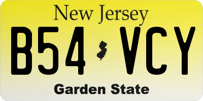 NJ license plate B54VCY