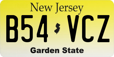 NJ license plate B54VCZ