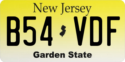 NJ license plate B54VDF