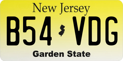 NJ license plate B54VDG