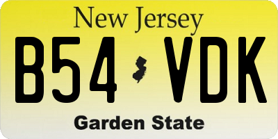 NJ license plate B54VDK