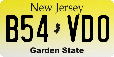 NJ license plate B54VDO