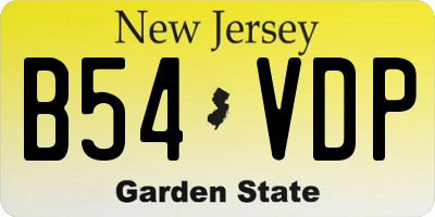 NJ license plate B54VDP