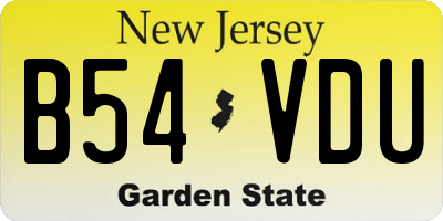 NJ license plate B54VDU