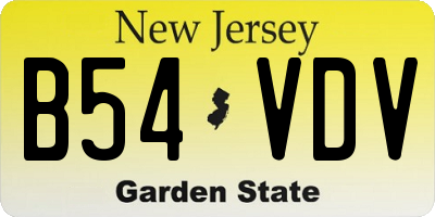 NJ license plate B54VDV