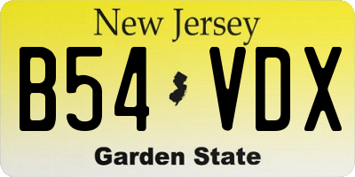 NJ license plate B54VDX