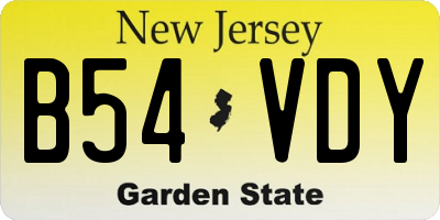 NJ license plate B54VDY