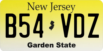 NJ license plate B54VDZ