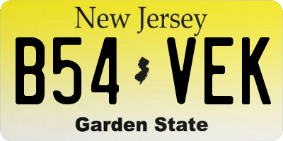 NJ license plate B54VEK