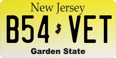NJ license plate B54VET