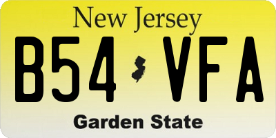 NJ license plate B54VFA
