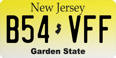 NJ license plate B54VFF