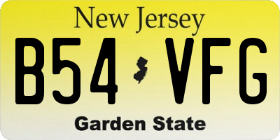 NJ license plate B54VFG