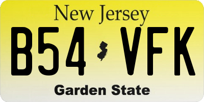 NJ license plate B54VFK