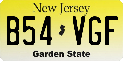 NJ license plate B54VGF