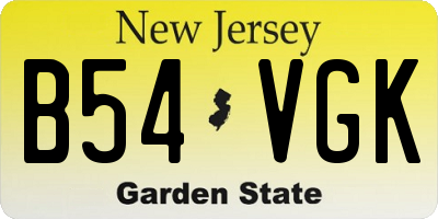 NJ license plate B54VGK