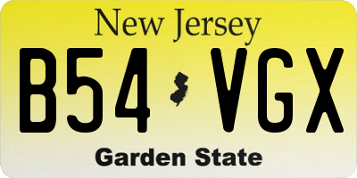 NJ license plate B54VGX