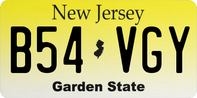NJ license plate B54VGY