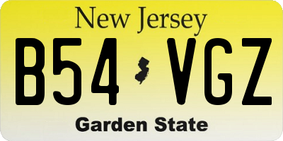 NJ license plate B54VGZ