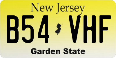 NJ license plate B54VHF