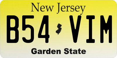 NJ license plate B54VIM