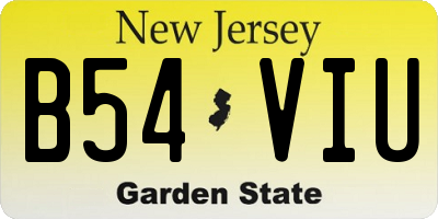 NJ license plate B54VIU