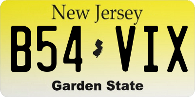 NJ license plate B54VIX