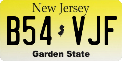 NJ license plate B54VJF