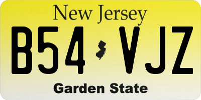 NJ license plate B54VJZ