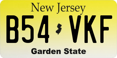 NJ license plate B54VKF