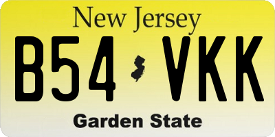 NJ license plate B54VKK