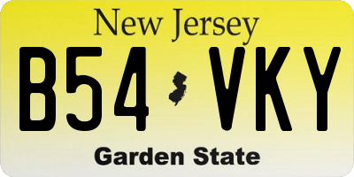 NJ license plate B54VKY