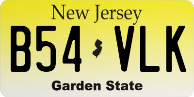 NJ license plate B54VLK