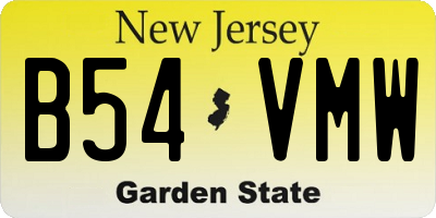NJ license plate B54VMW