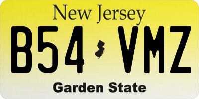 NJ license plate B54VMZ