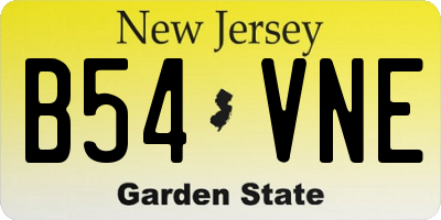 NJ license plate B54VNE