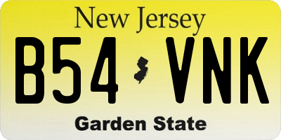 NJ license plate B54VNK