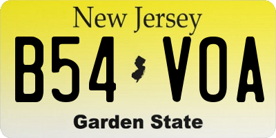NJ license plate B54VOA