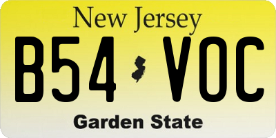 NJ license plate B54VOC