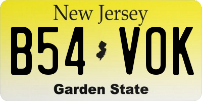 NJ license plate B54VOK