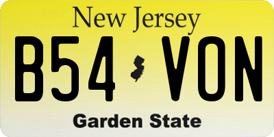 NJ license plate B54VON