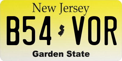 NJ license plate B54VOR