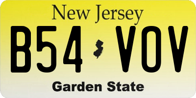 NJ license plate B54VOV